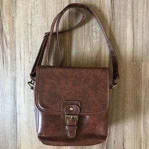 Brown Faux Leather Camera Bag